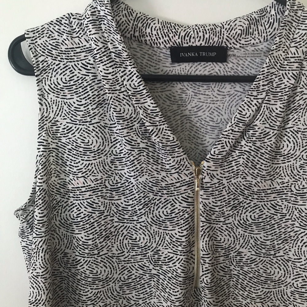 Ivanka Trump v-neck half zip sleeveless blouse